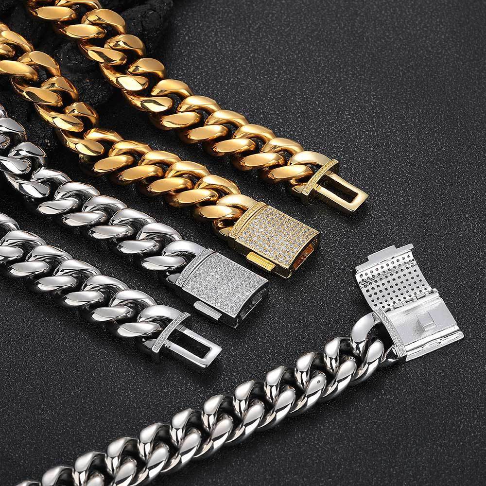 Stainless Steel Bracelet Ornament Male Zircon Flip Buckle