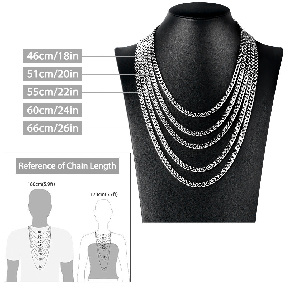 Titanium Cuban Necklace Men's Stainless Steel