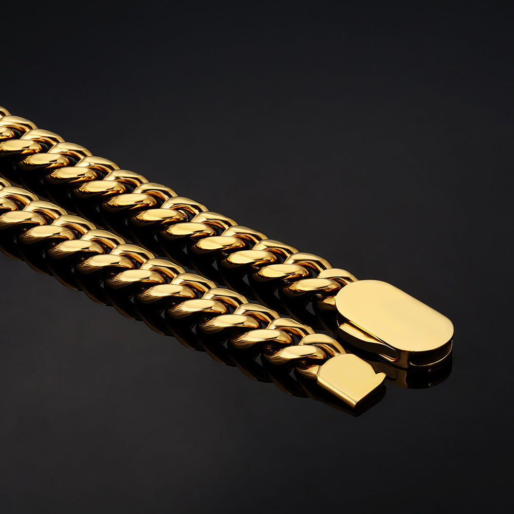 10 12mm Stainless Steel Cuban Necklace Male Punk