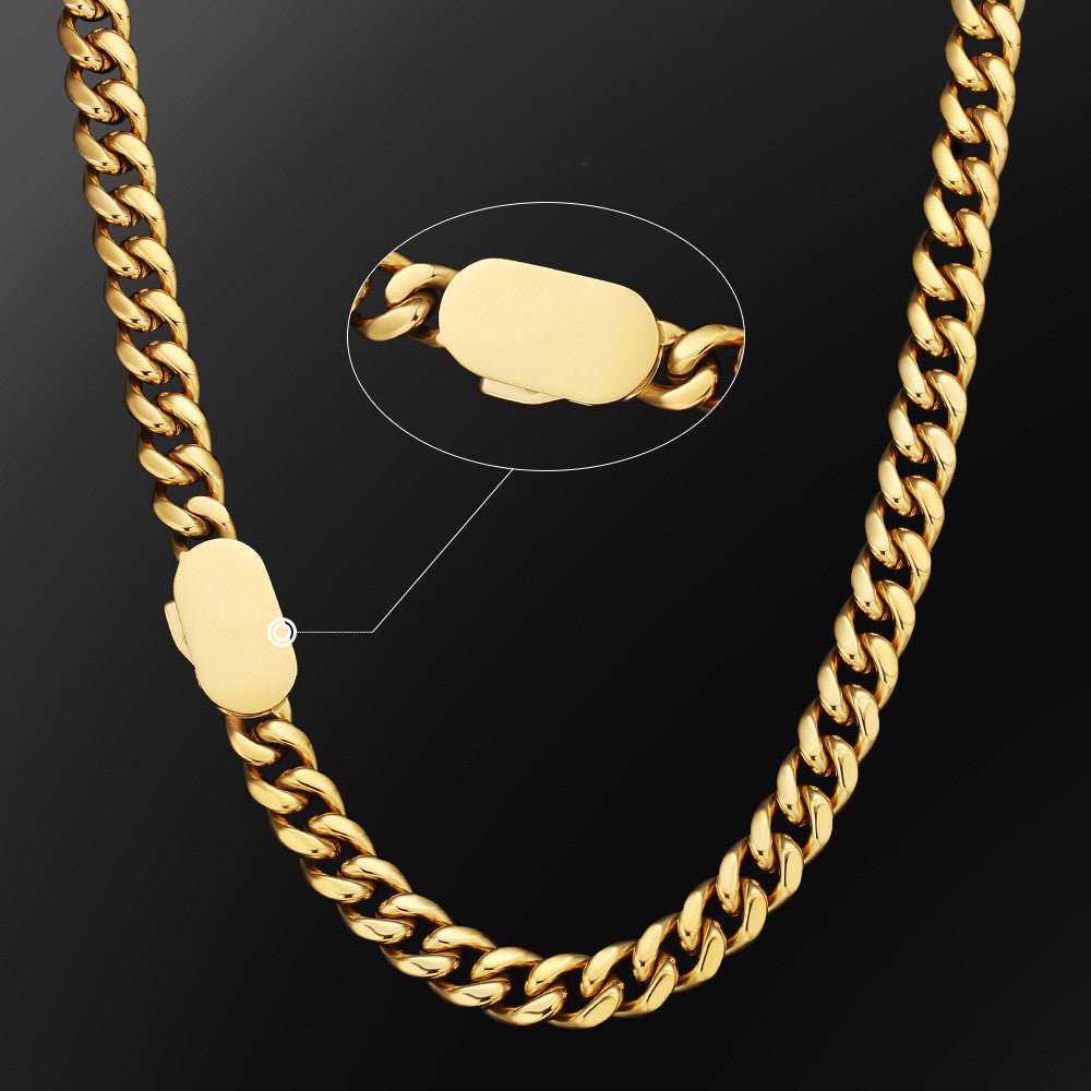 10 12mm Stainless Steel Cuban Necklace Male Punk