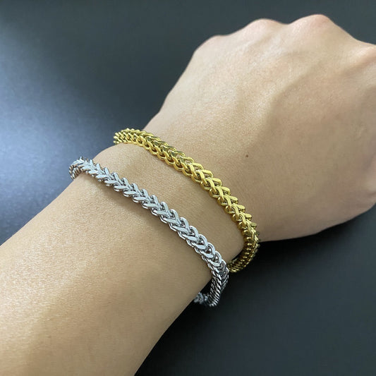 Hiphop Front And Back Titanium Steel 4mm Bracelet Male
