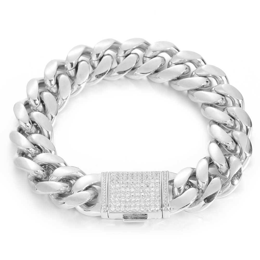 Stainless Steel Bracelet Ornament Male Zircon Flip Buckle