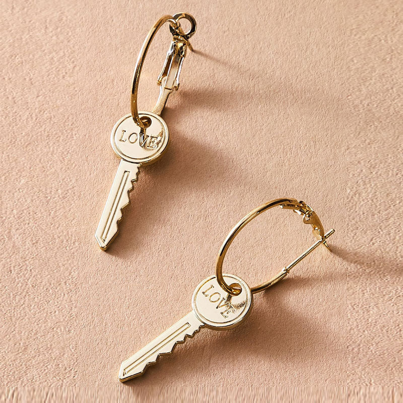 English Letter Love Key Earring