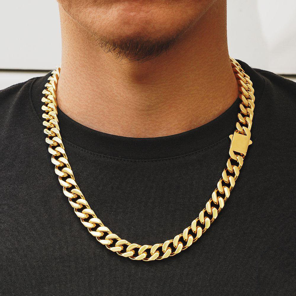 12mm Cuban Necklace Cast Denim Buckle